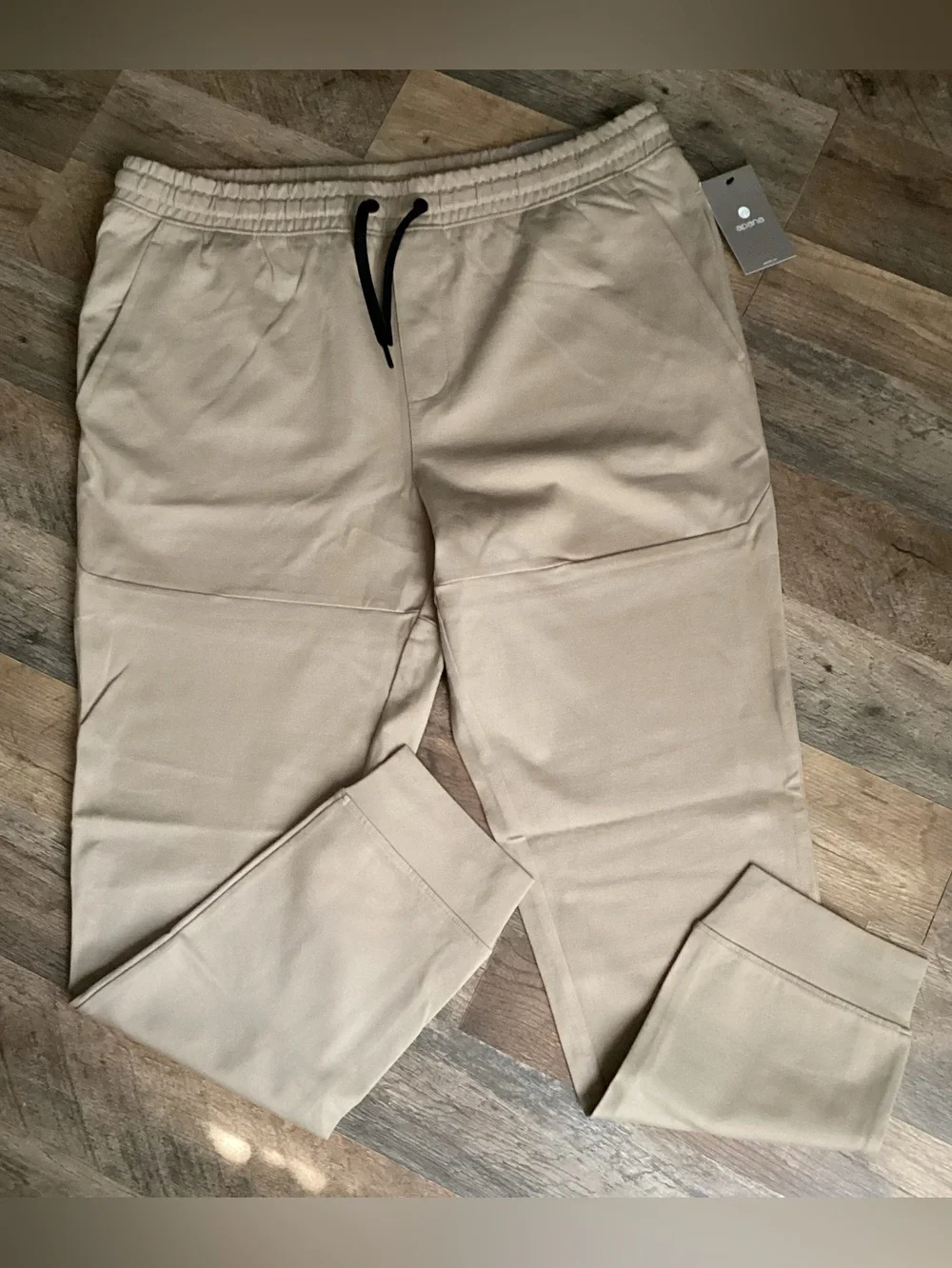 Apana Men's Drawstring Joggers - Beige with Black Drawcord